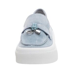 J/Slides light blue Suede Slip On Platform Shoes Faux Shearling 10M